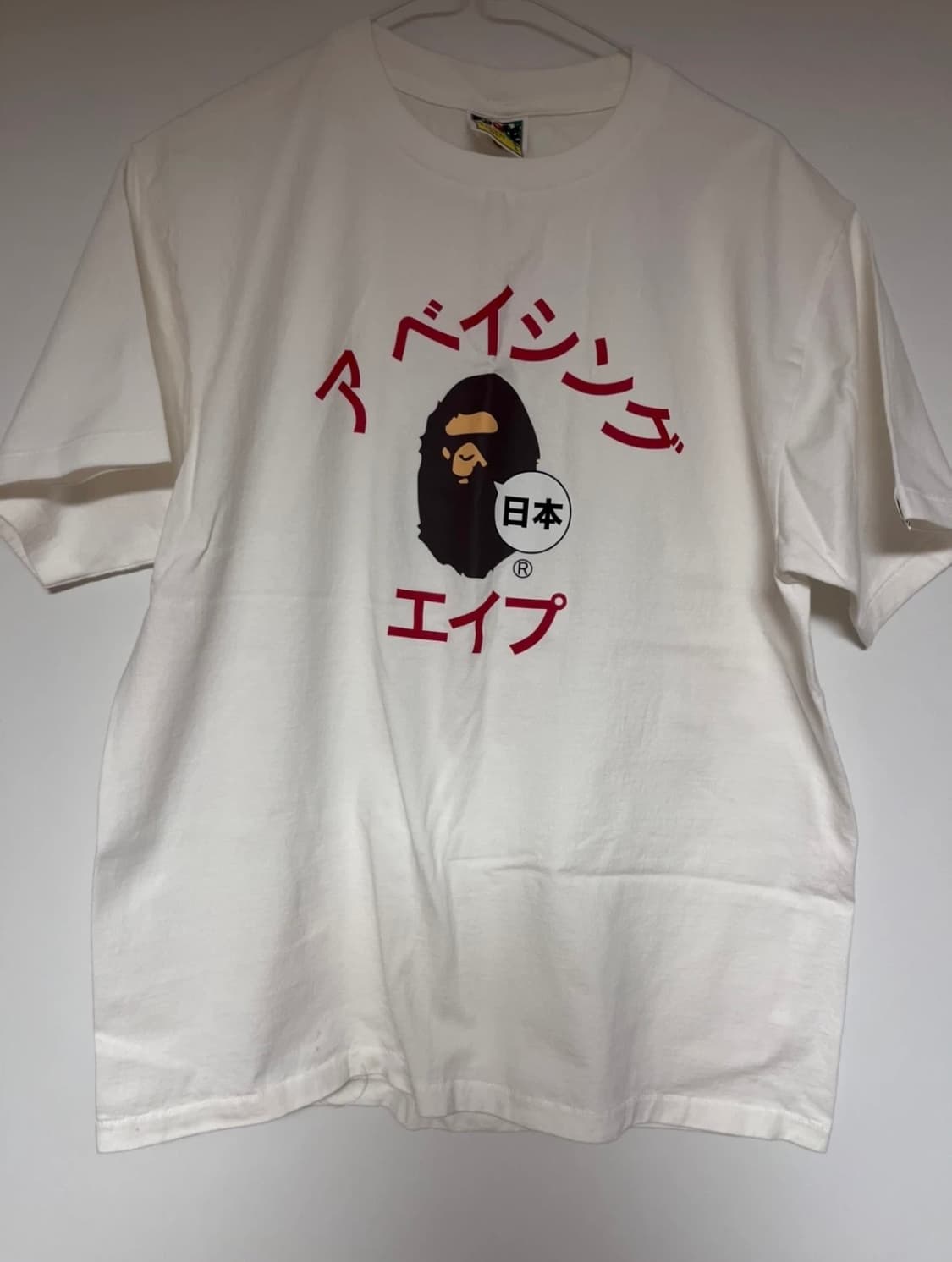 BAPE 베이프 일본 카타카나 반팔 티셔츠 화이트 L 상품이미지2