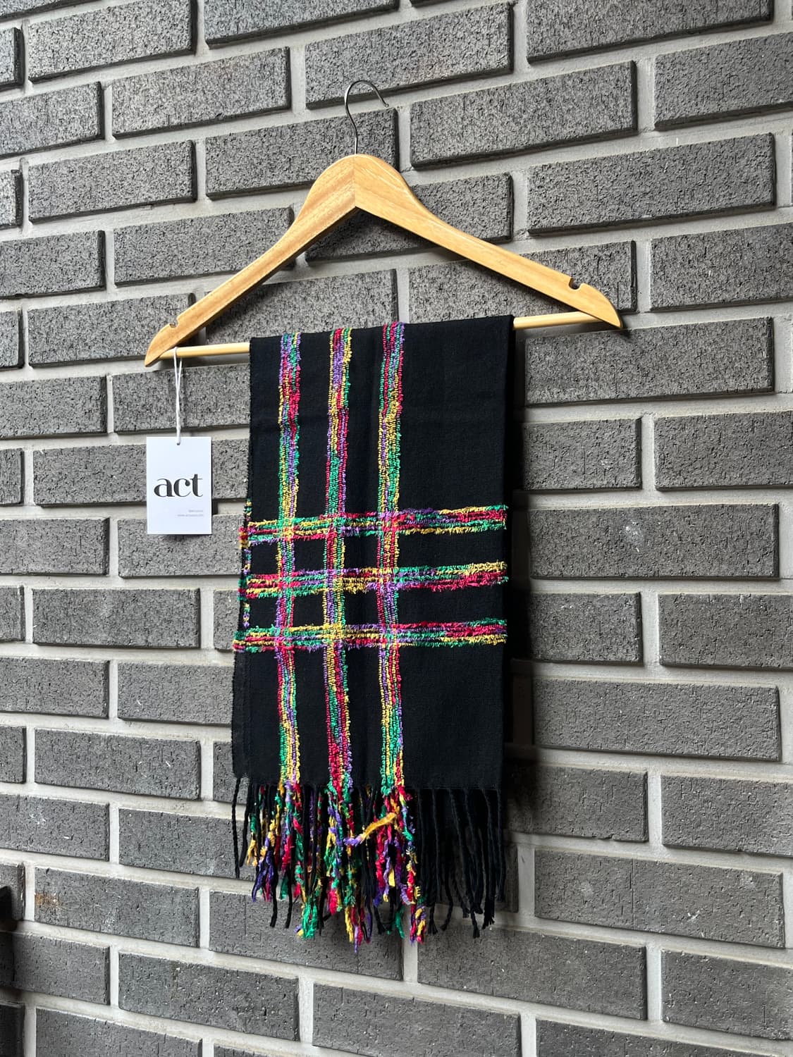 트위드 체크패턴 머플러 블랙 상품이미지2