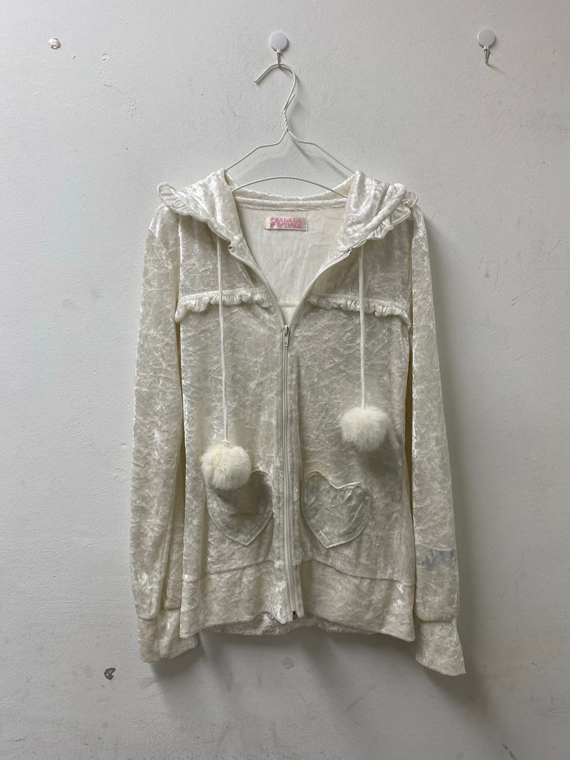 [Tralala] Gal Mood Velvet Hoodie Zip Up 상품이미지1