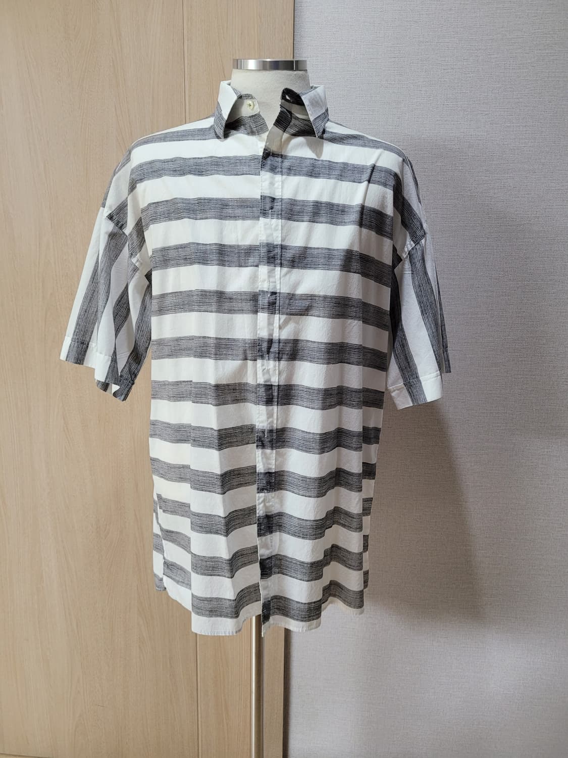 자라맨 ZARAMAN 스트라이프 반팔셔츠 120 화이트 상품이미지1