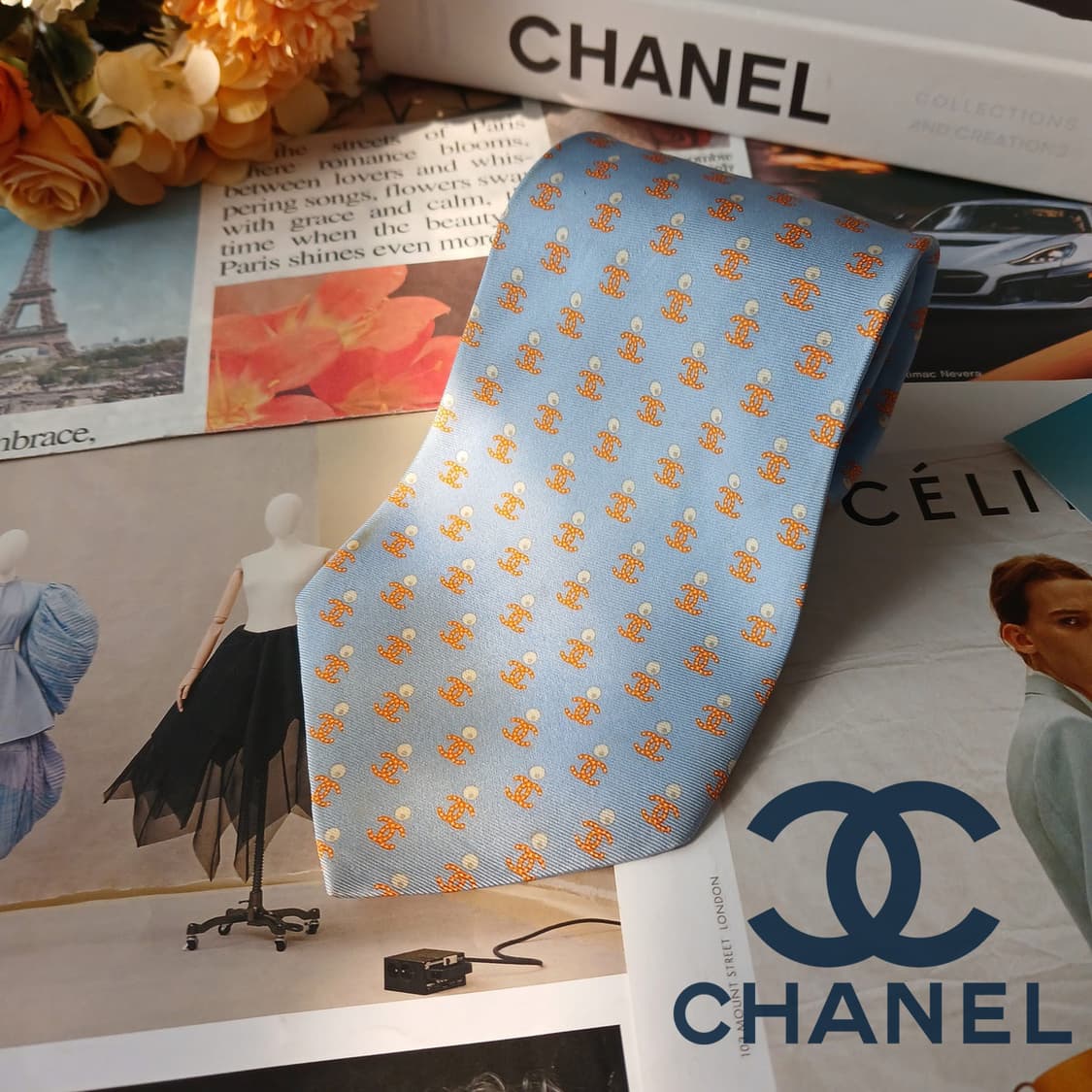 샤넬 실크 올오버 로고 넥타이 10.2cm B-등급 A19540
 상품이미지1