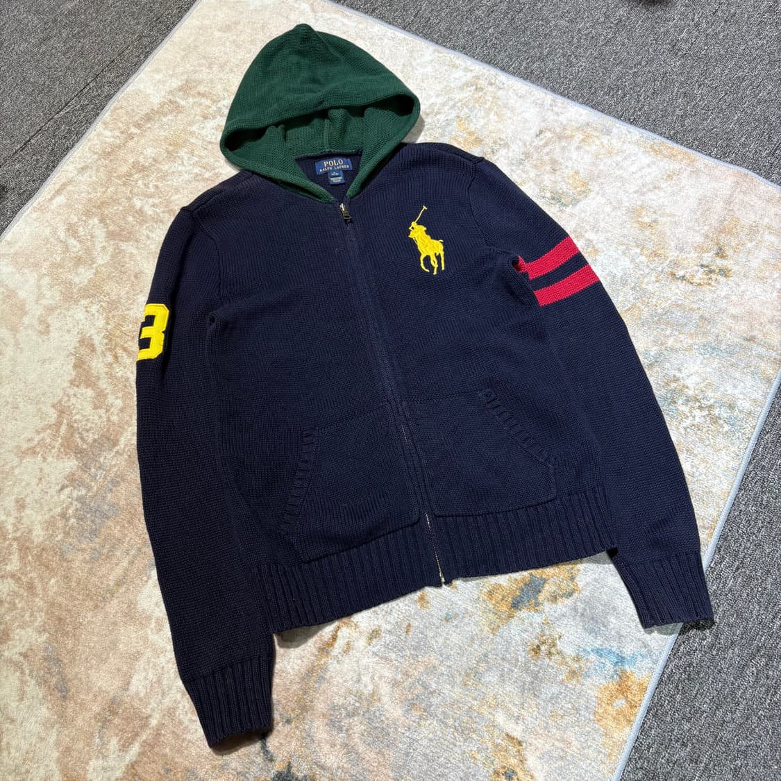 폴로 빅포니3 빈티지 니트 후드집업 상품이미지1