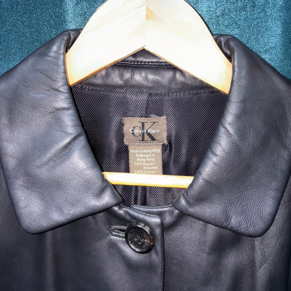 (M) 90s 캘빈클라인 혼방 레더 자켓 상품이미지5