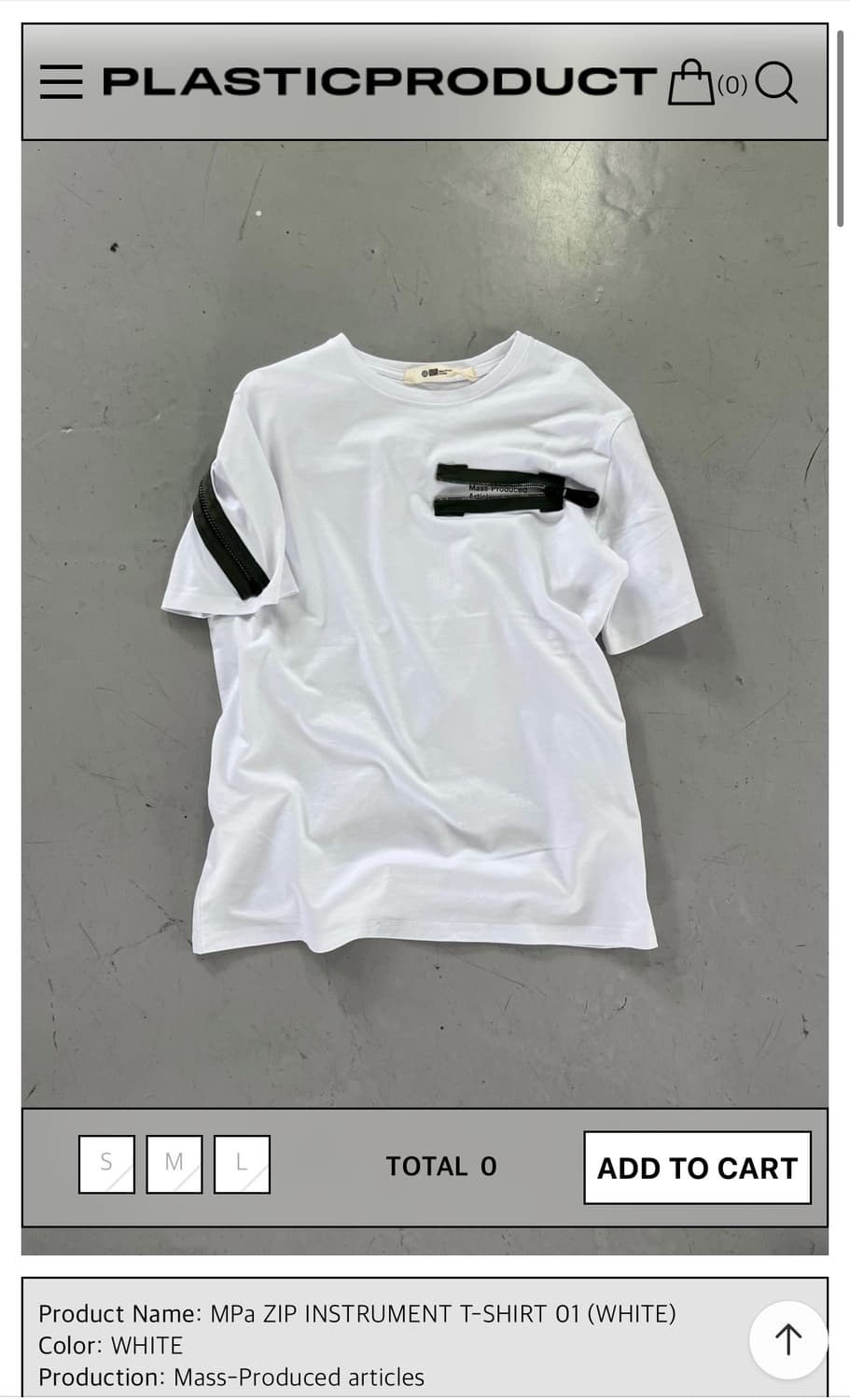 플라스틱프로덕트 ZIP INSTRUMENT T-SHIRT 01 M 상품이미지1