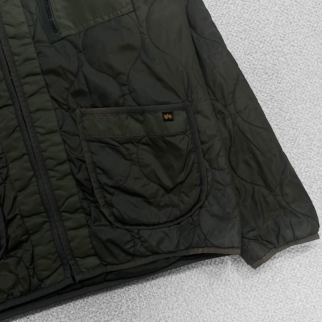 알파인더스트리 퀄팅 후드 자켓 카키 상품이미지3