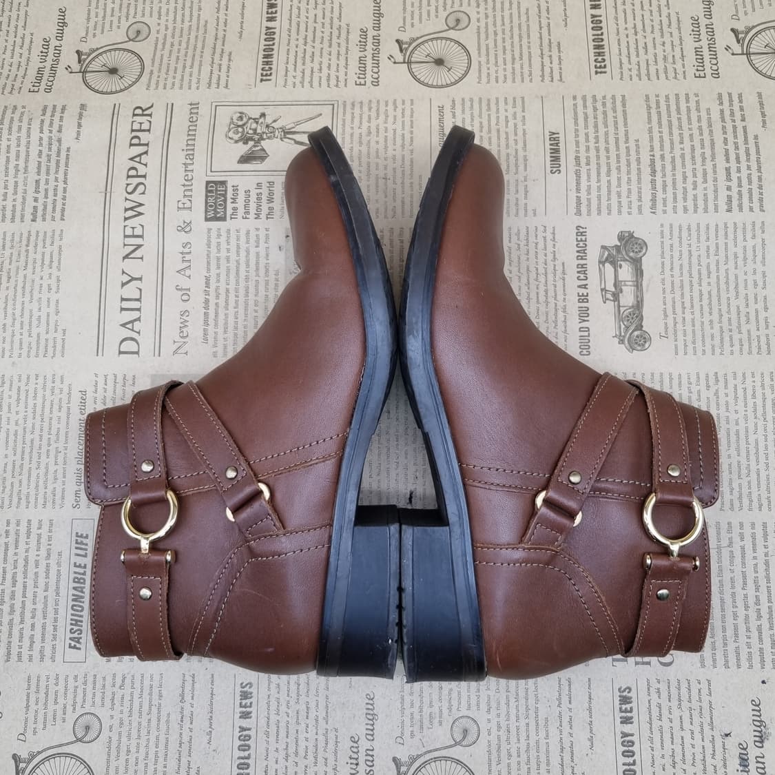 브라운 가죽 앵클 부츠 버클 장식240 상품이미지5