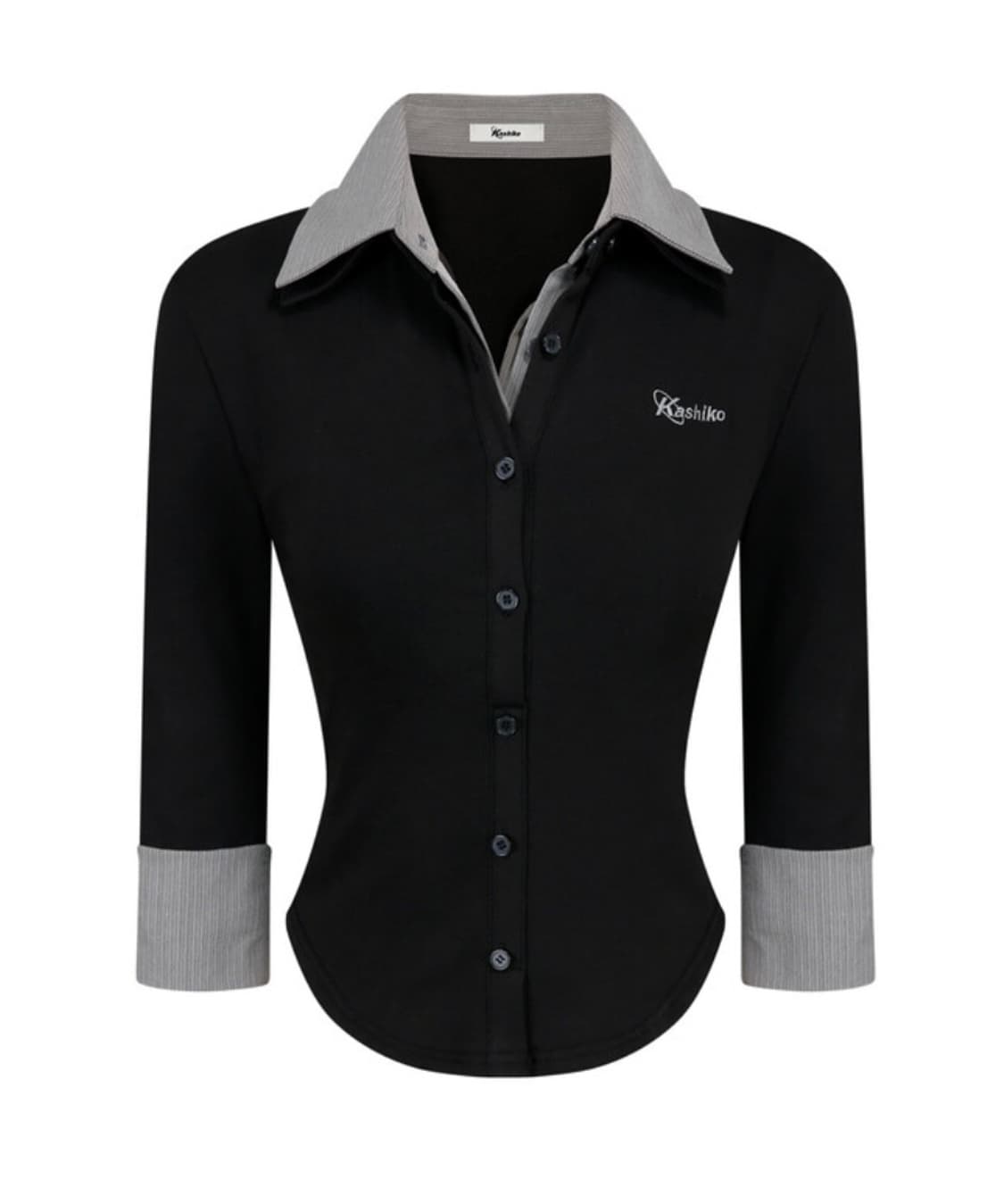 카시코 더블 카라 슬림 셔츠 블랙 S 상품이미지1