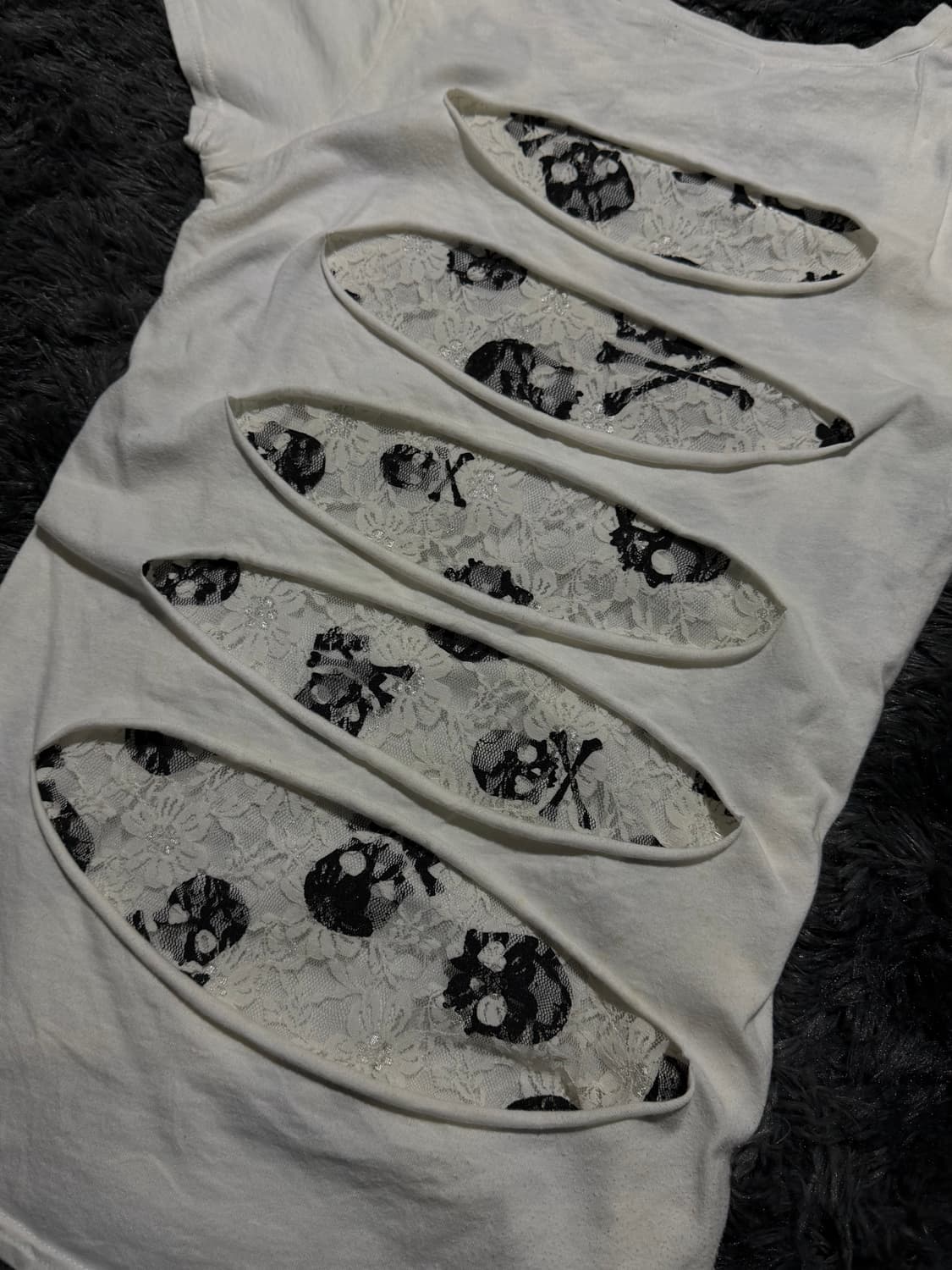  CHU XXX 해골프린팅 등판 절개 반팔 상품이미지7