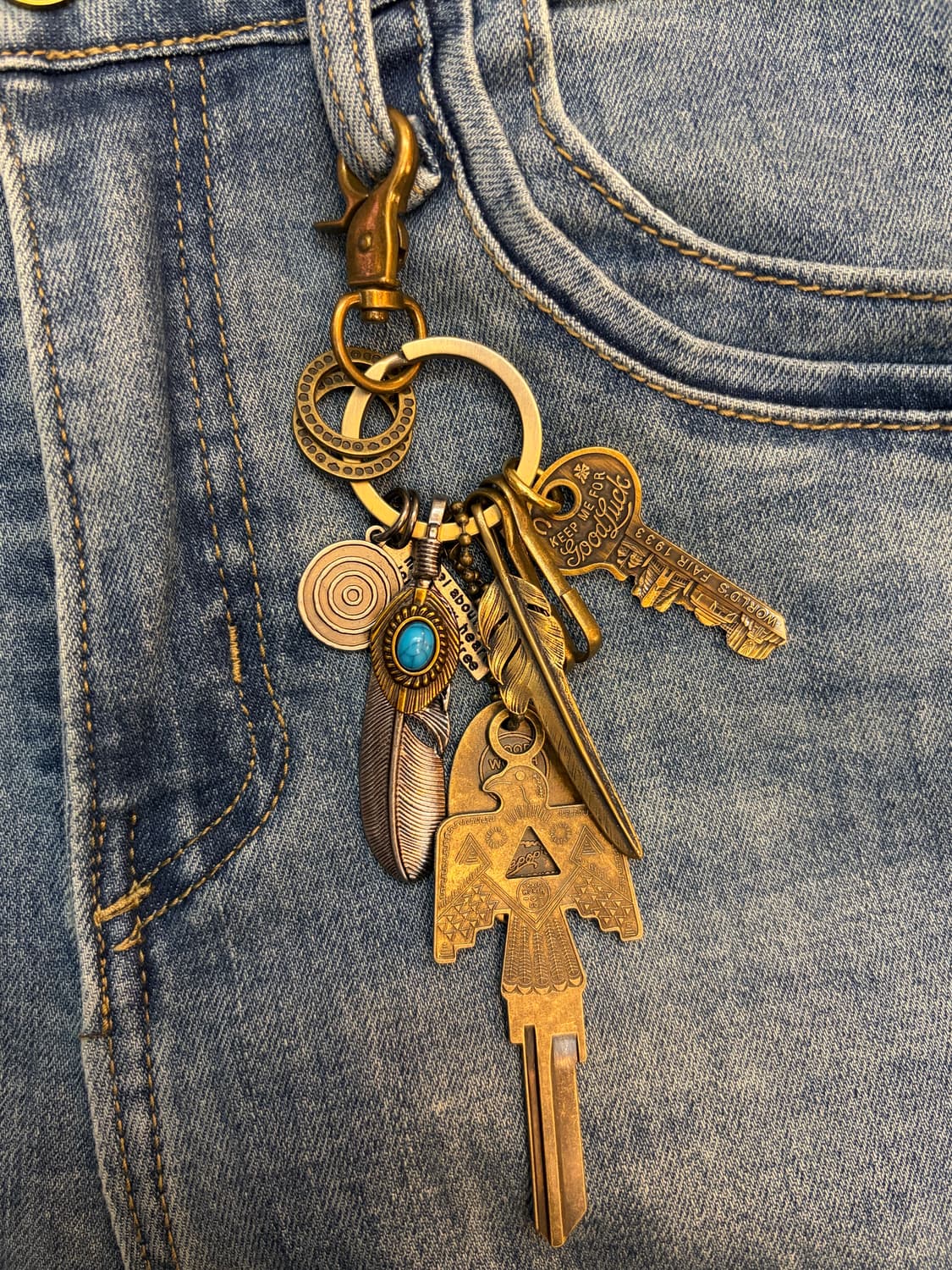 🗝 빈티지 터키석 썬더버드 키링 상품이미지5