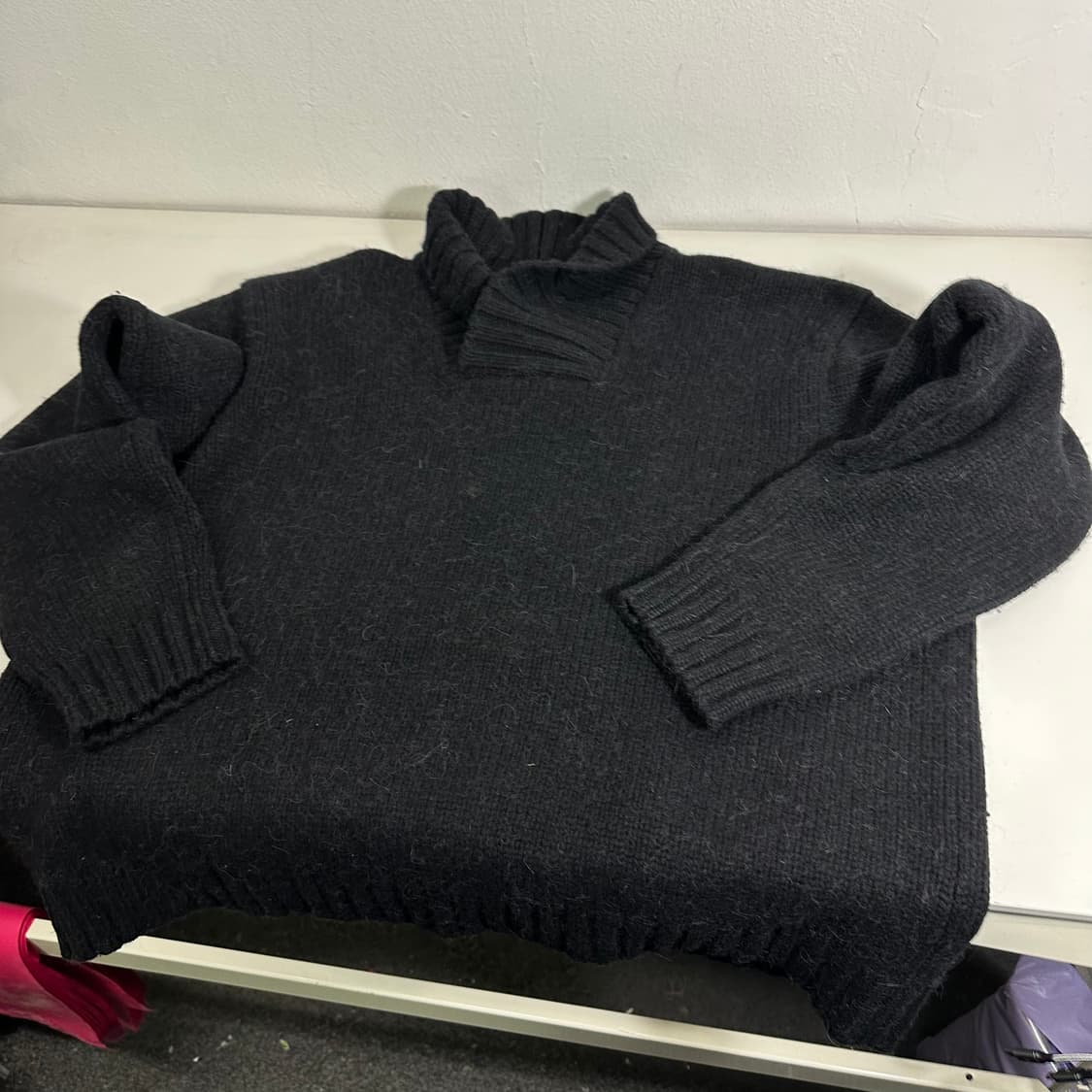 105-110 폴로 랄프로렌 스포츠 블랙 알파카혼방 숄카라 니트 상품이미지3