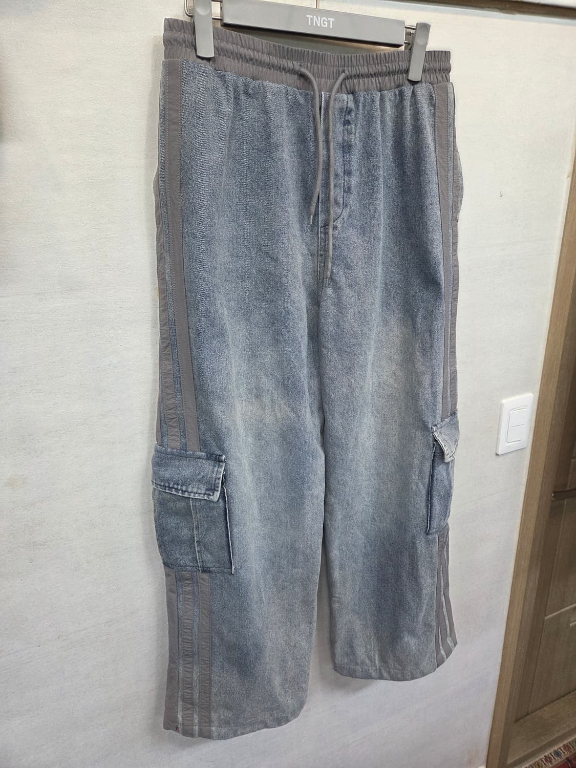 아워룸 투톤 이선 나일론 데님 와이드 카고팬츠 32 33 상품이미지5