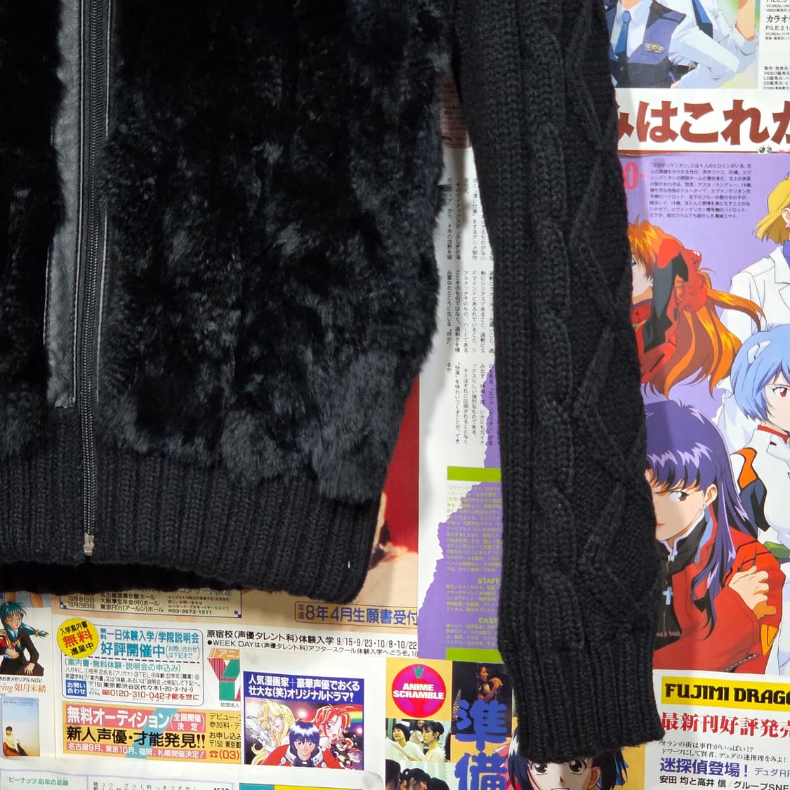 빈티지 레빗 퍼 꽈배기 니트 집업 자켓 상품이미지4