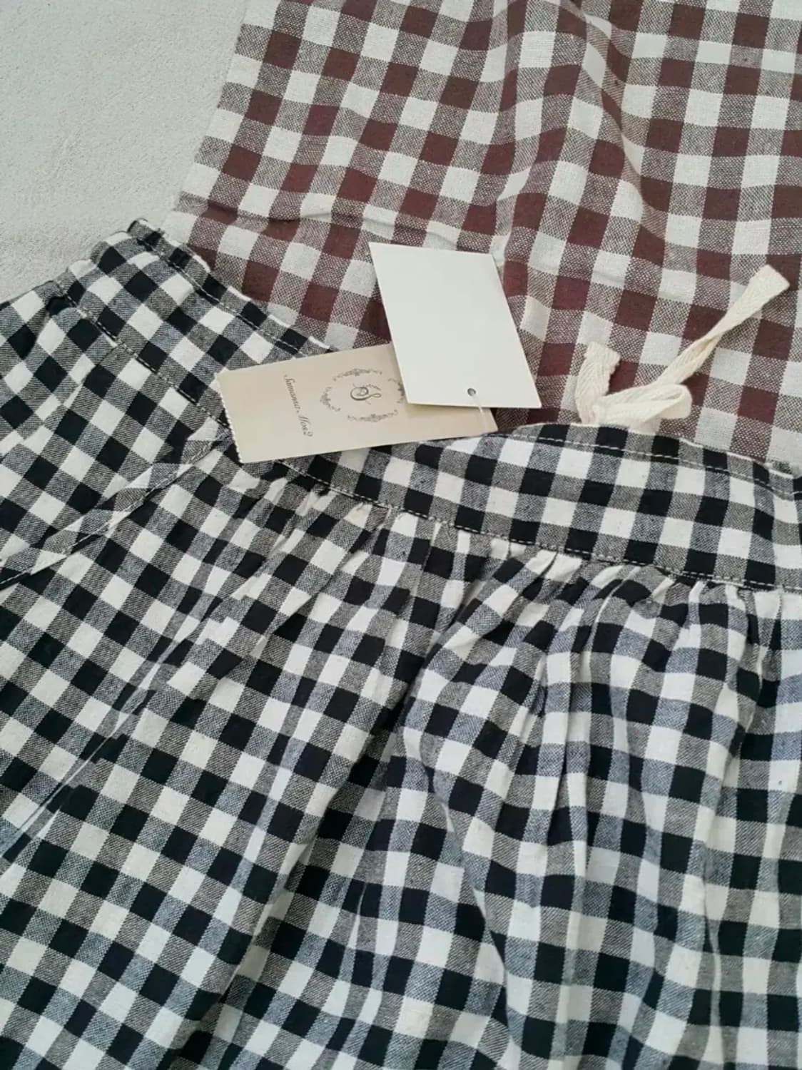 일본빈티지 새제품 samansa mos2 체크 린넨 치마 상품이미지4