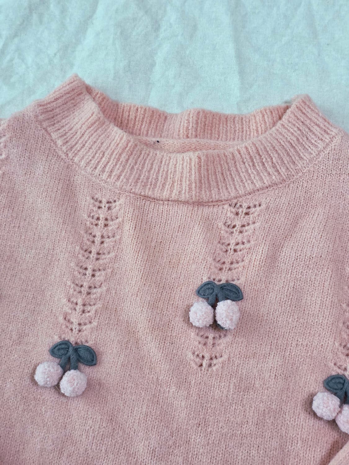 모리걸 폼폼 체리 빈티지 니트 상품이미지5