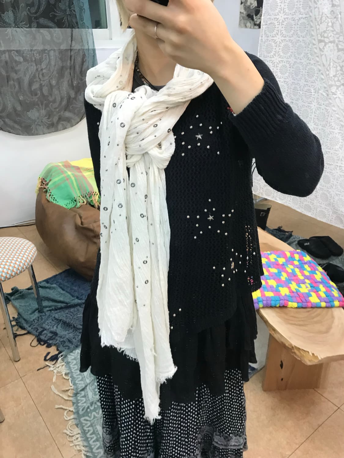 빈티지 스팽글 린넨 머플러 상품이미지3