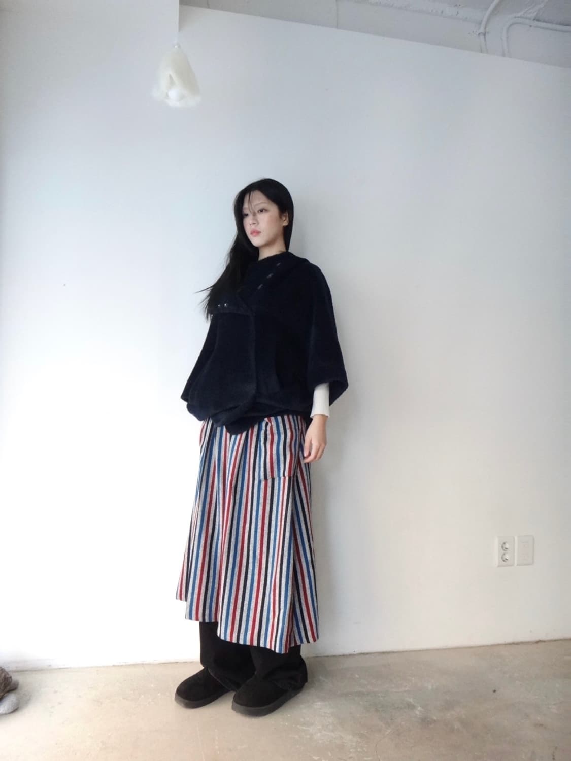 poncho warm alpaca hoody coat / navy 상품이미지6