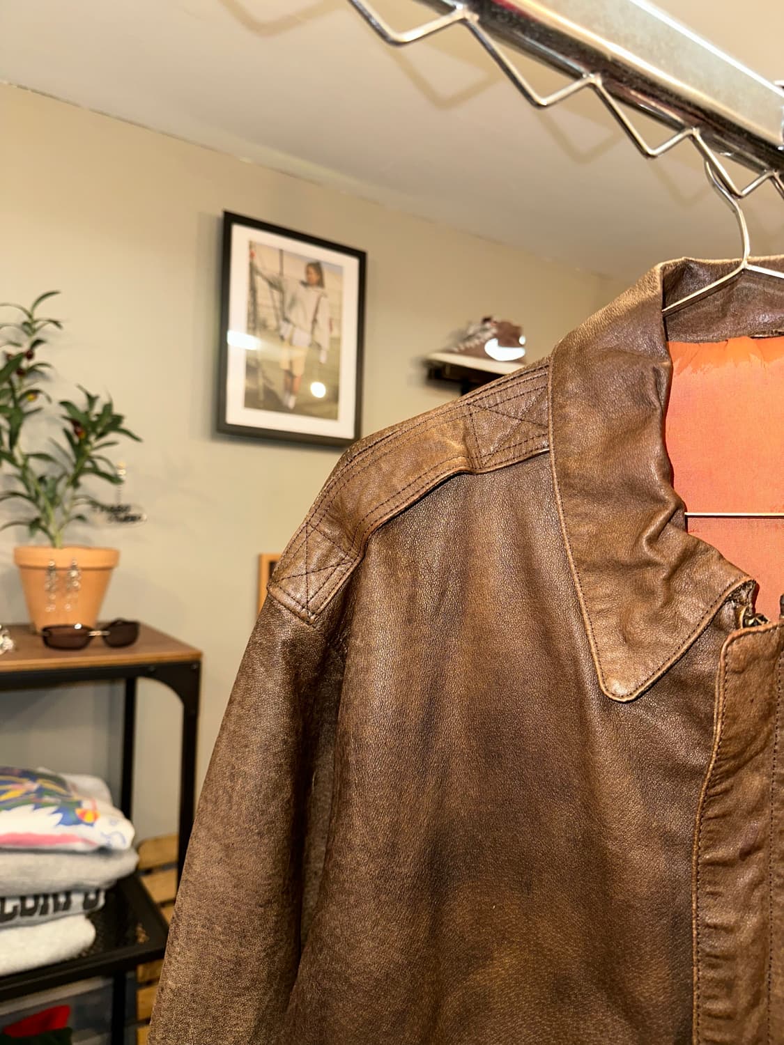 90’s Japanese lambskin A-2 bomber jacket 상품이미지6