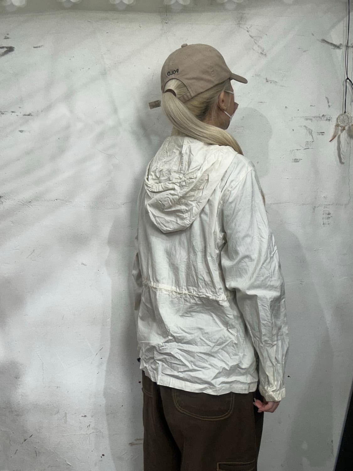 헤드 화이트 오버핏 올드스쿨 바람막이 후드 자켓 L 상품이미지3