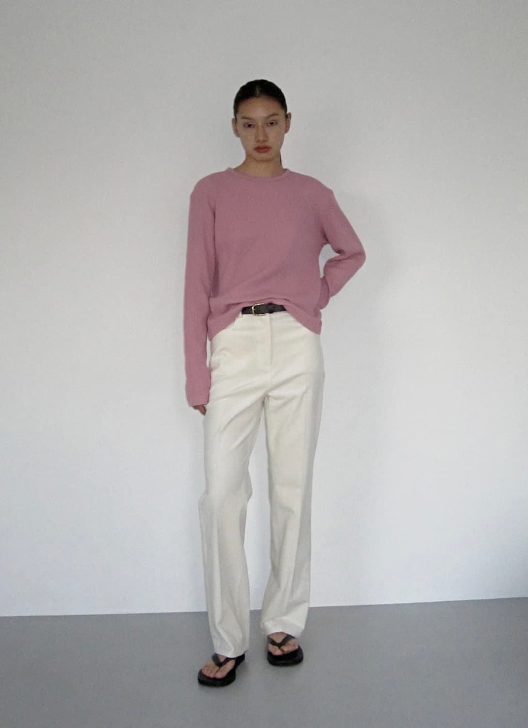 포니테일 코듀로이 팬츠 (화이트 펄) 상품이미지1