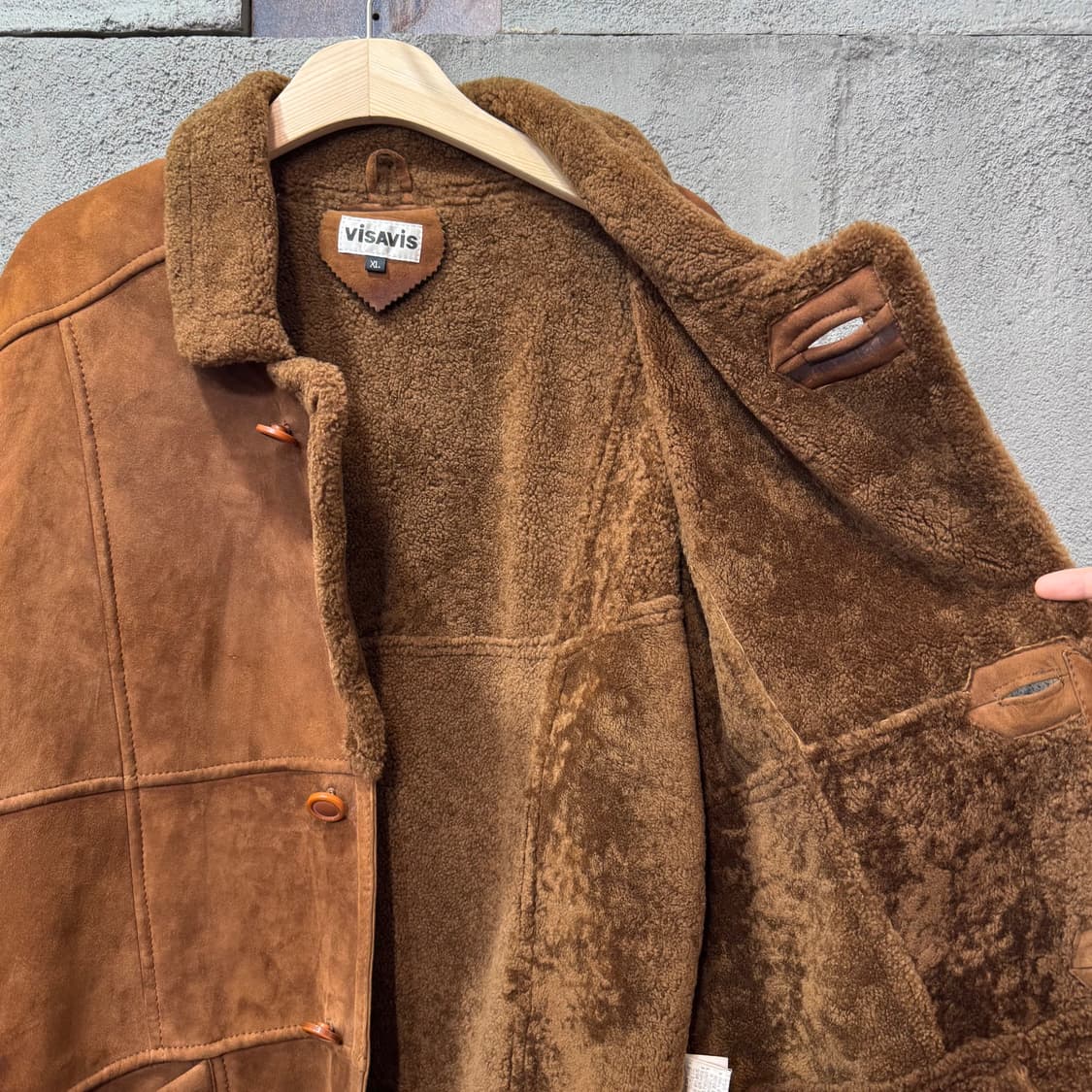 90s VIASVIS 빈티지 양가죽 스웨이드 무스탕 (XL)   상품이미지3