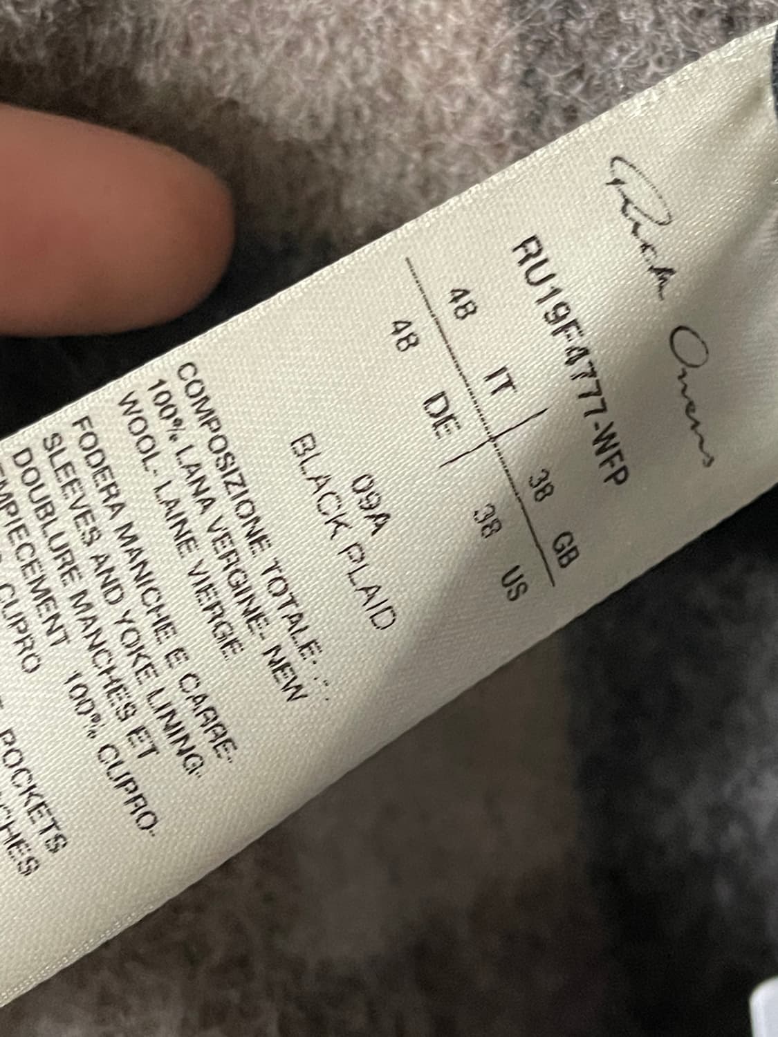 [48] 릭오웬스 울 플란넬 오버셔츠 상품이미지3