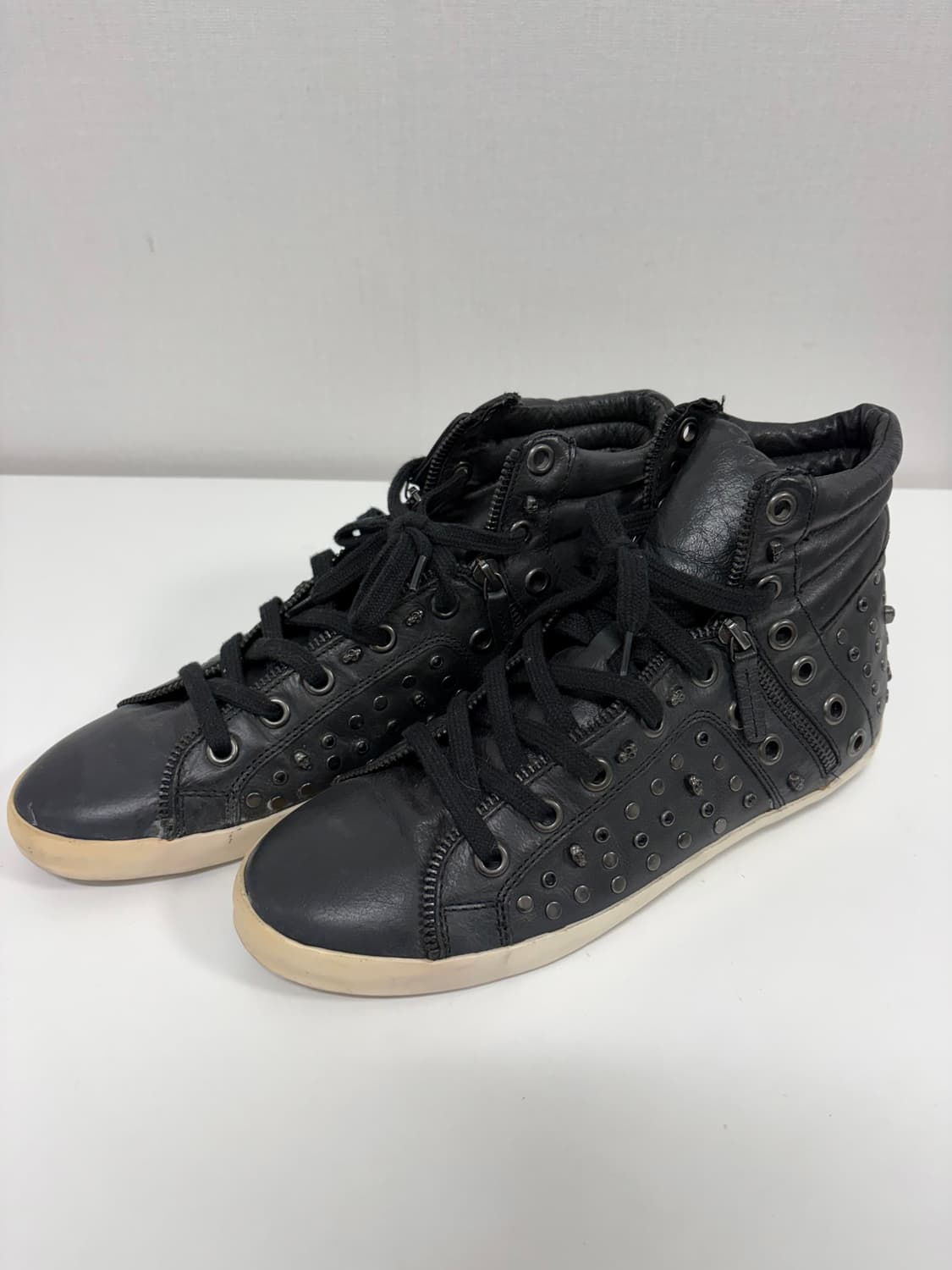 270-275) 아쉬 Ash 블랙 스컬스터드 레더 하이탑 스니커즈 상품이미지2