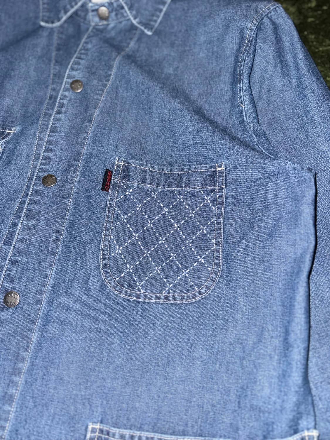 [L] 그라미치 재패니즈 보로 사시코 데님 커버올 자켓 상품이미지7