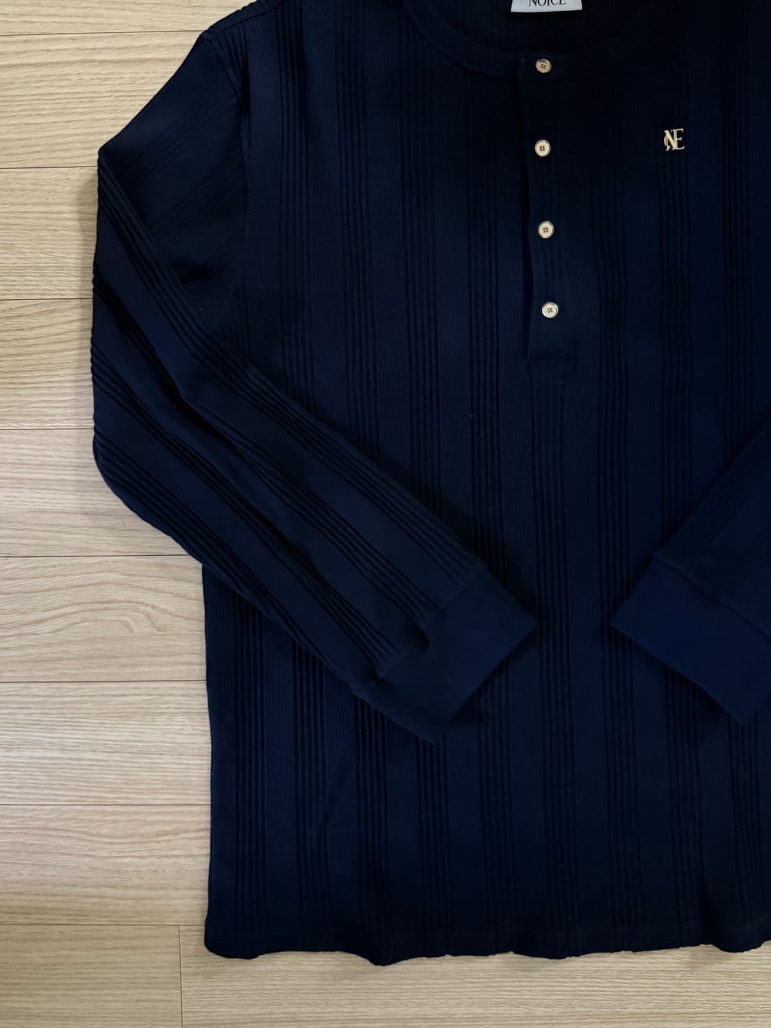 노이스 코튼 립 롱 슬리브 헨리넥 네이비 XL 상품이미지4