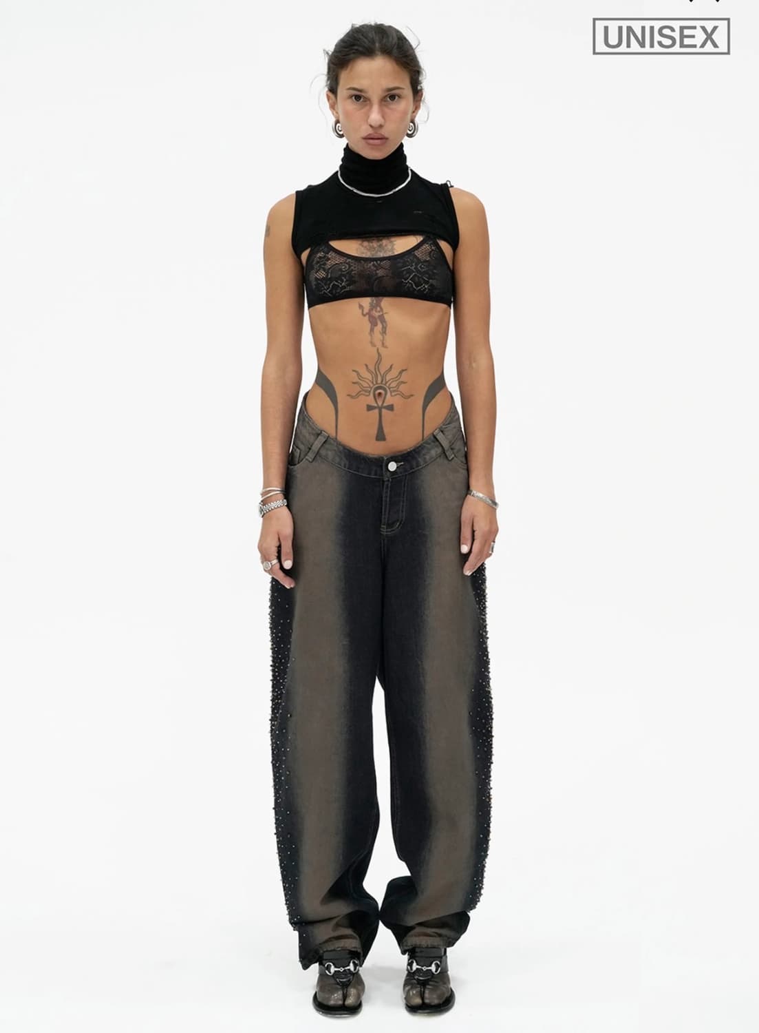604service BEADED U SHAPE WAIST JEAN 상품이미지1