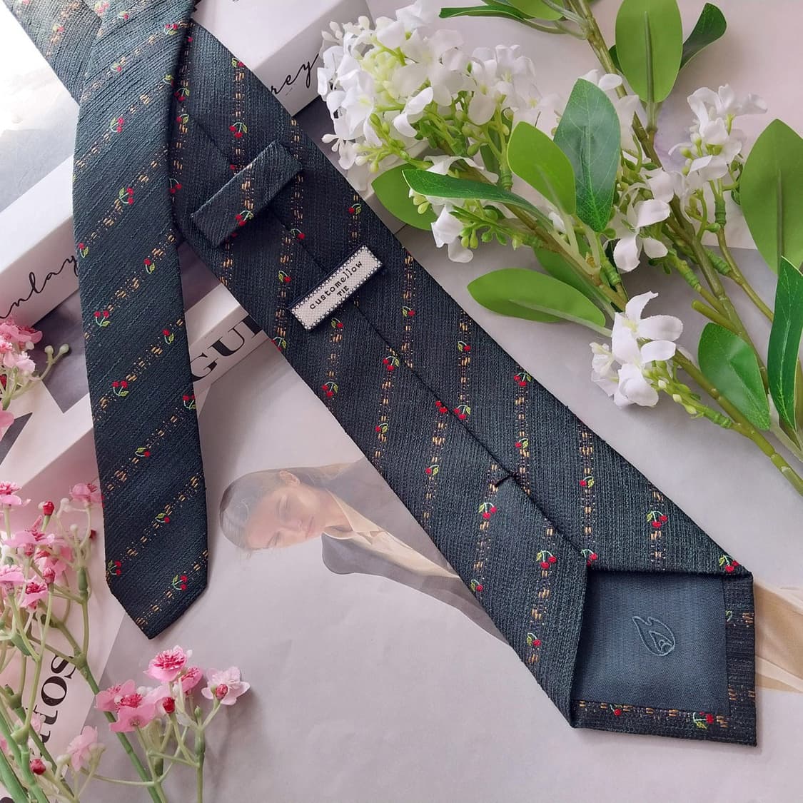 커스텀멜로우 실크 혼방 체리 패턴 넥타이 7.4cm A+등급 K2209
 상품이미지4