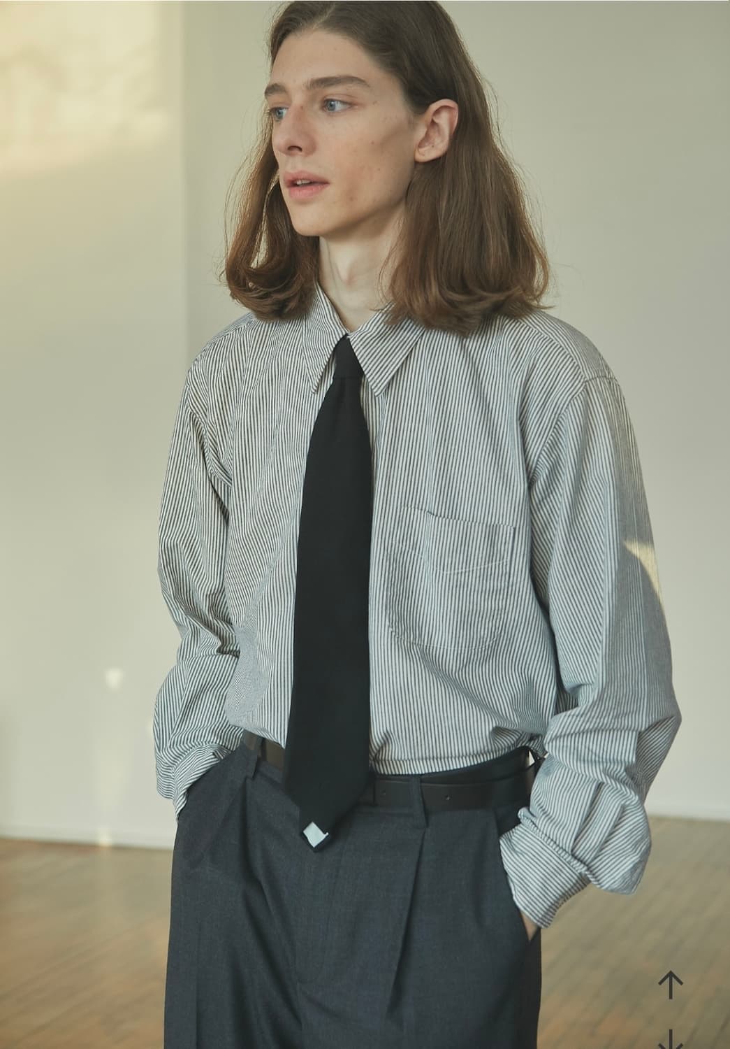 토마스모어 프렌치 스트라이프 셔츠 L 네이비 상품이미지2