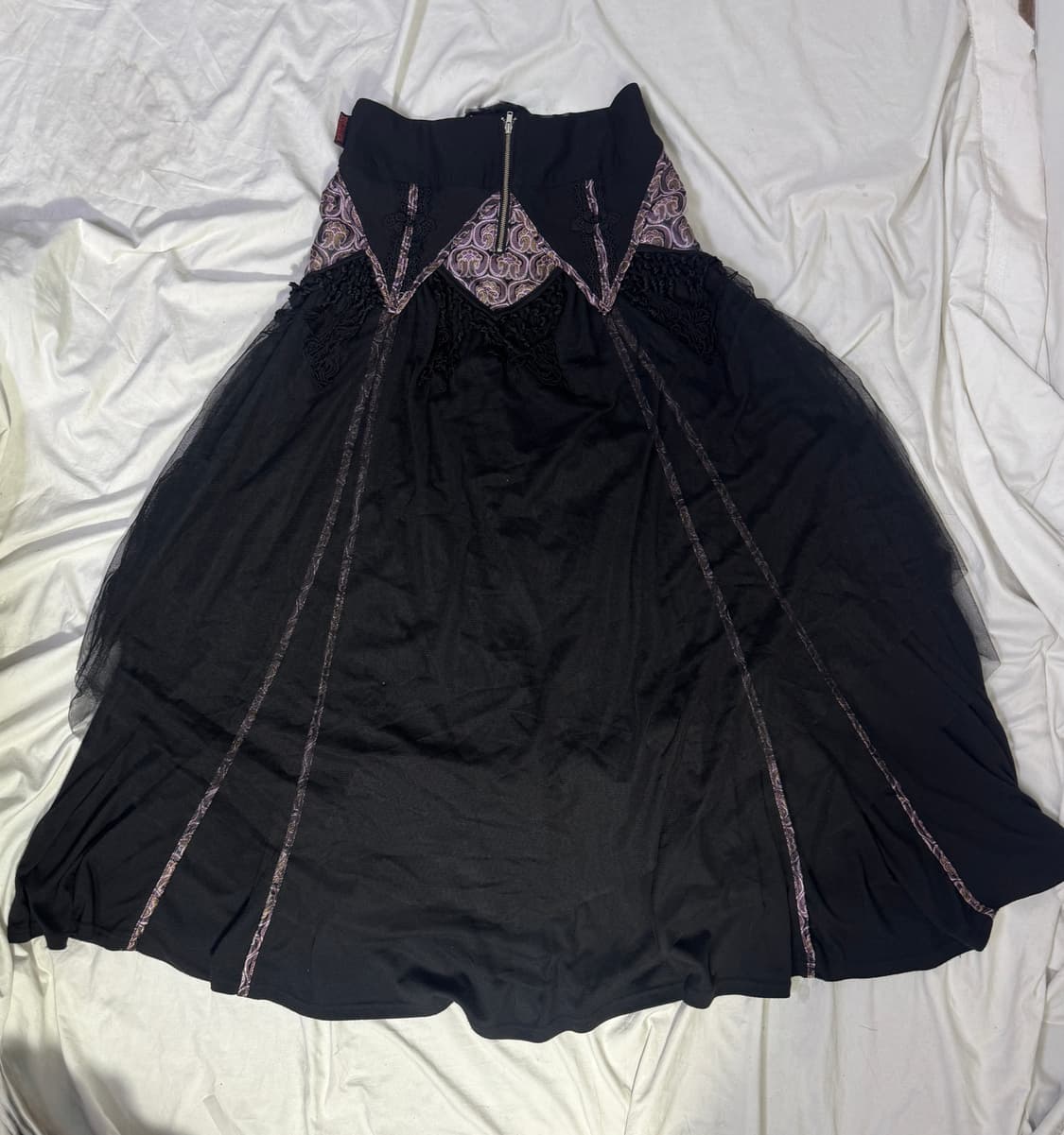 Ozz oneste 오리엔탈 레이스업 레이어드 롱 스커트 고딕 y2k 상품이미지5