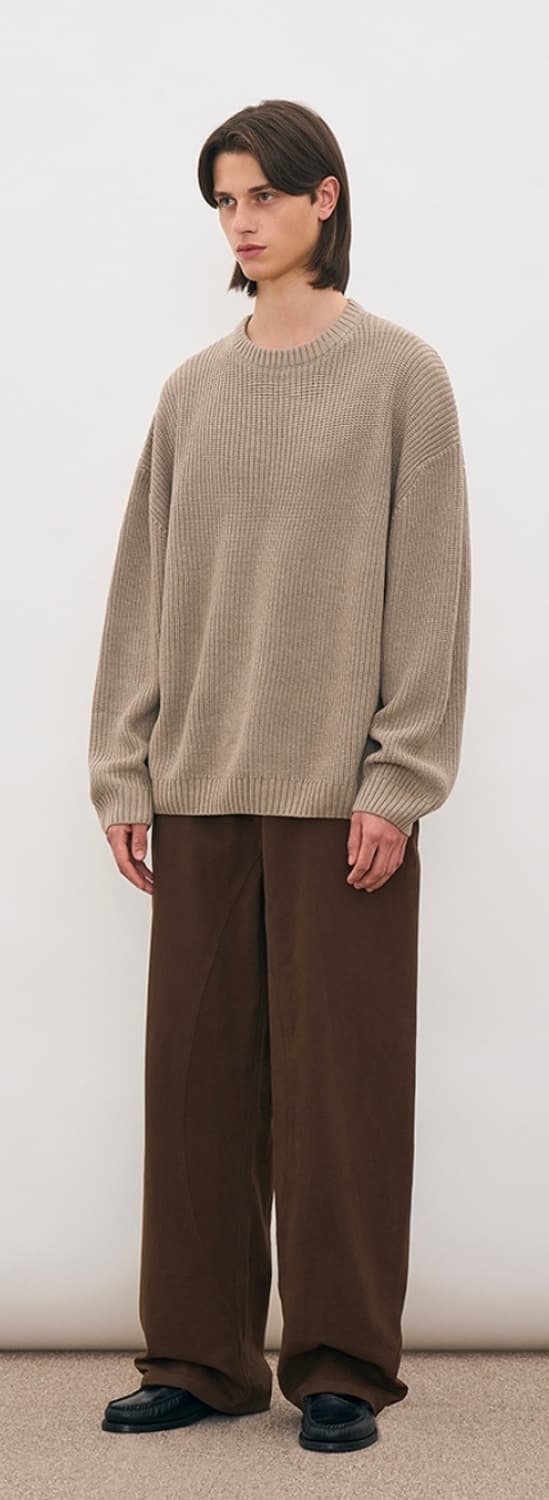 파르티멘토 커브드 절개 와이드 치노팬츠 (크게나옴) 상품이미지4