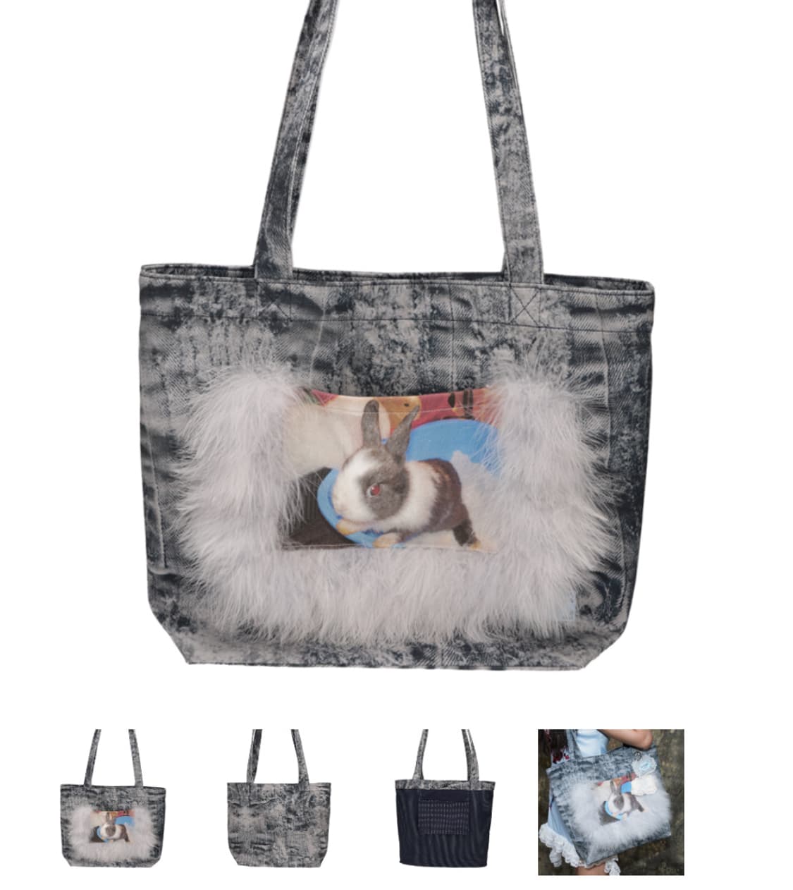 구해요) 혼쿄 Fluffy Baby Rabbit Big Tote Bag  상품이미지1