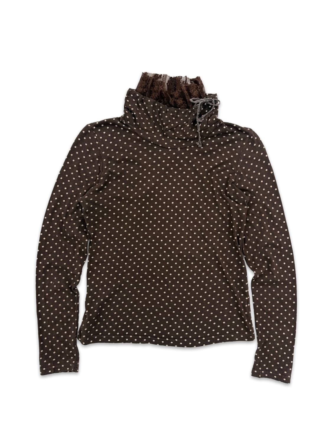 빈티지 Olive des Olive 브라운 도트 레이스 레이어드티 상품이미지1