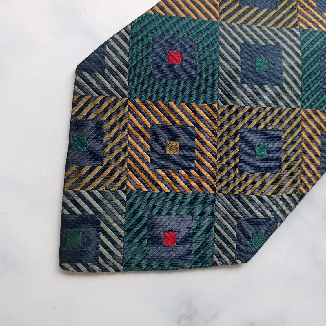MISSONI 미쏘니 그린 기하 패턴 넥타이 9.8cm A+등급 E131 상품이미지7