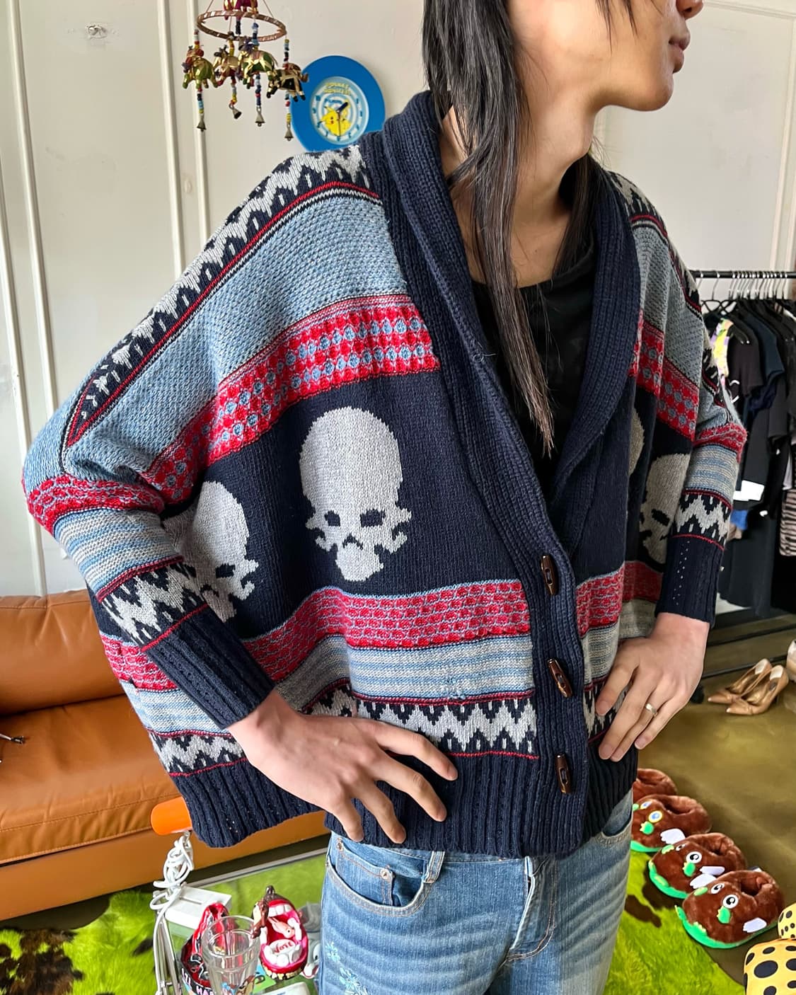 Jpn Vintage Skull Dolman Knit Cardigan 상품이미지2