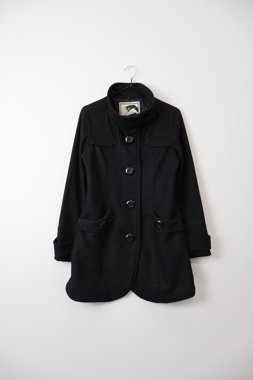 Spiral Girl Black Stand Collar Wool Coat 상품이미지5