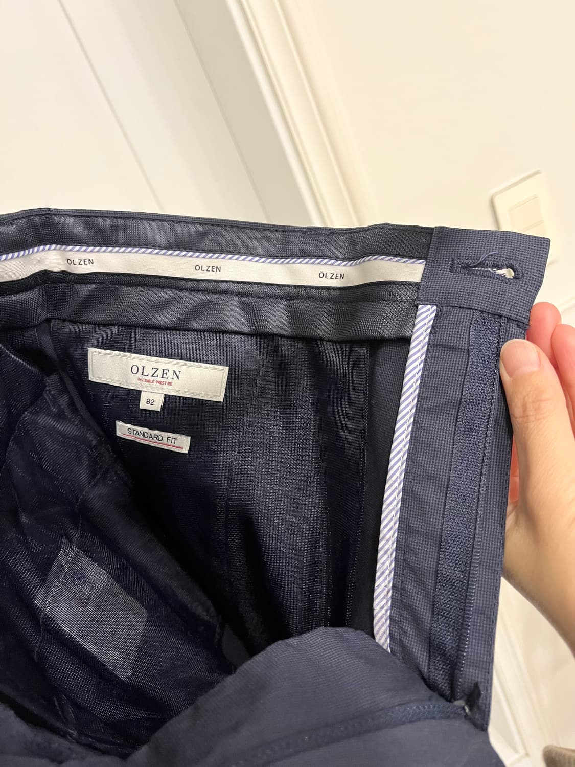 올젠 네이비 코튼 팬츠 상품이미지5
