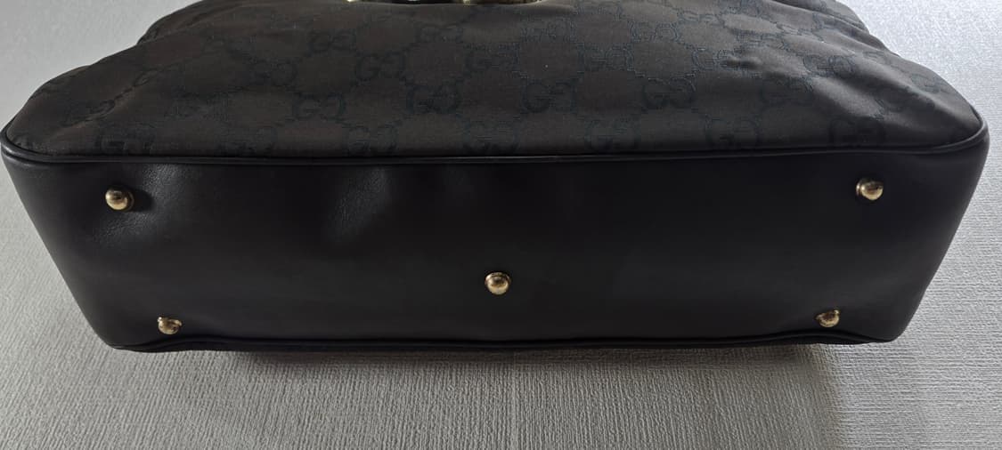 구찌 GG 컨버스  레더 트리밍 토트 숄더백 상품이미지4