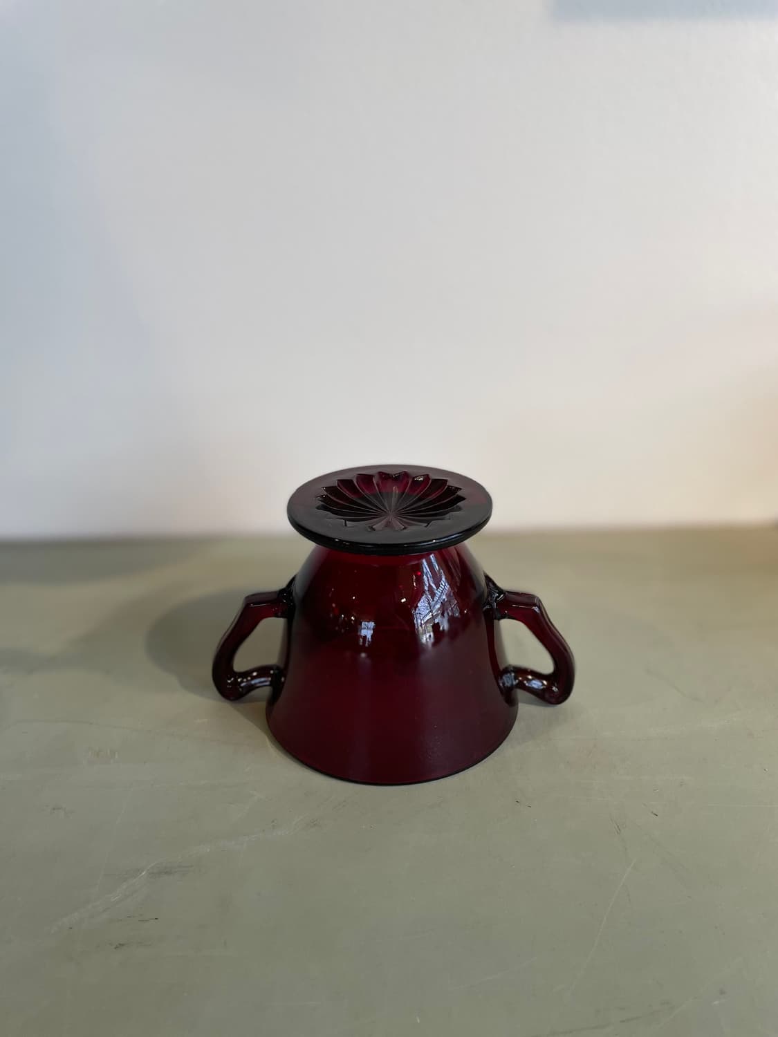 빈티지 루비레드 숏 양손 핸들 글라스 상품이미지3