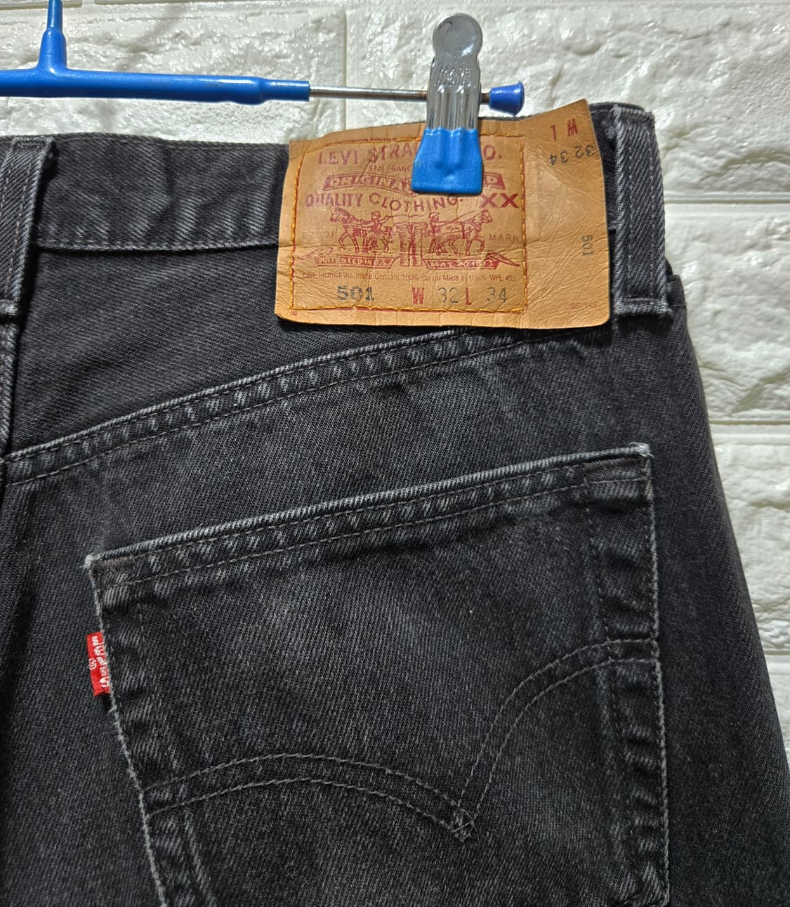 리바이스 501 Made in USA 흑청 데님팬츠 31~32 상품이미지7