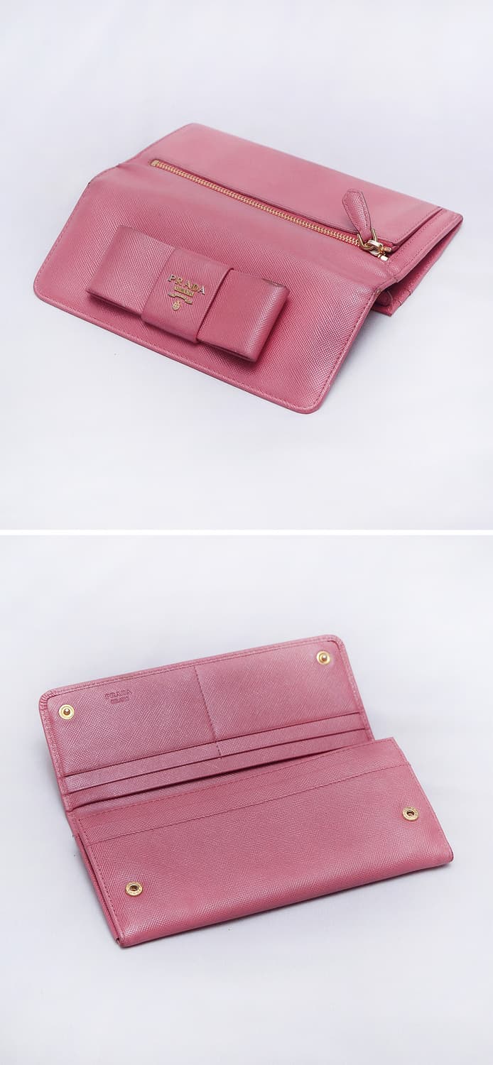 프라다 (PRADA) 사피아노 리본 피오니 핑크 플랩 장지갑 상품이미지5