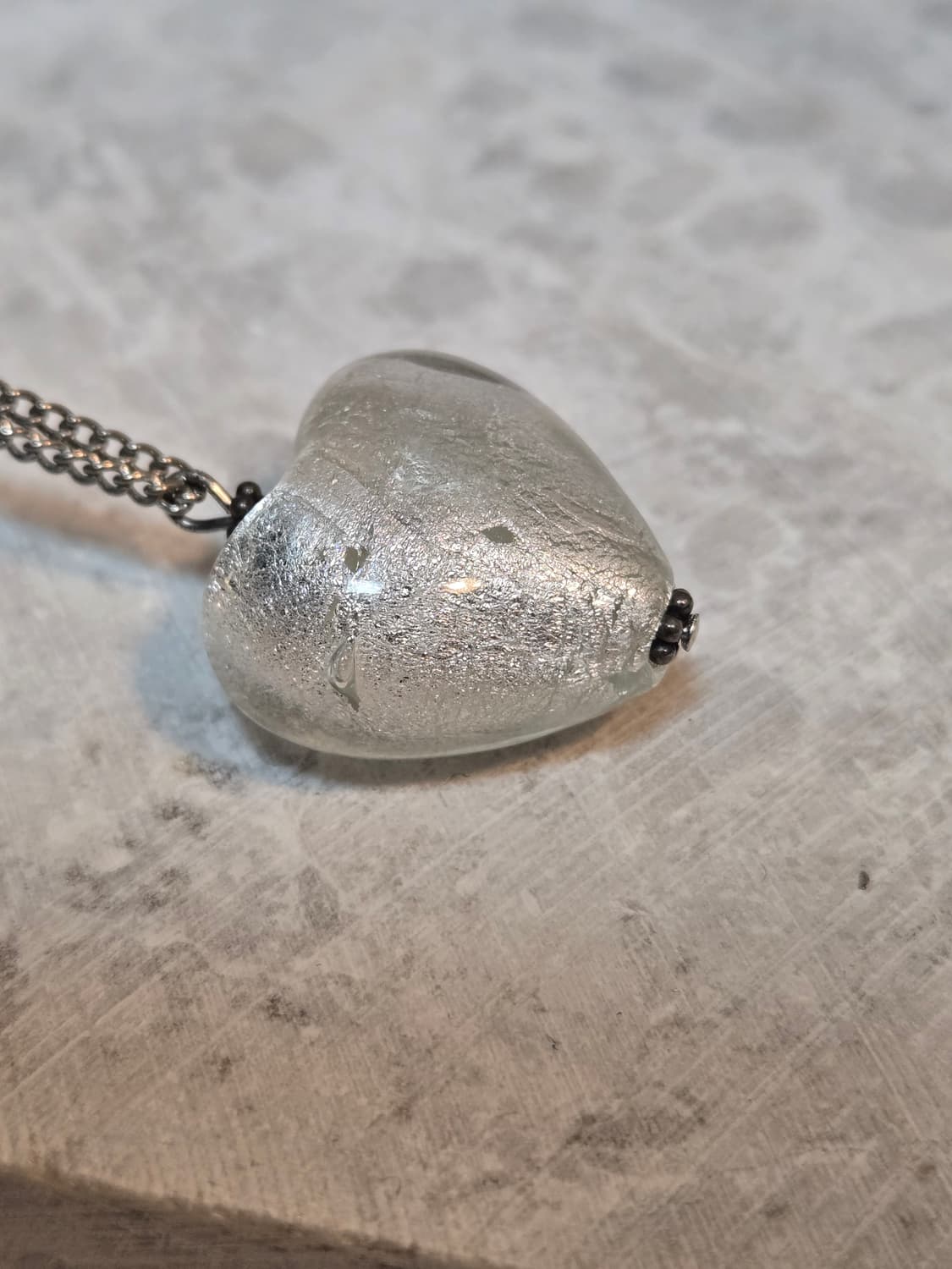 유럽 수공 실버포일 하트 글라스 빈티지목걸이  상품이미지3