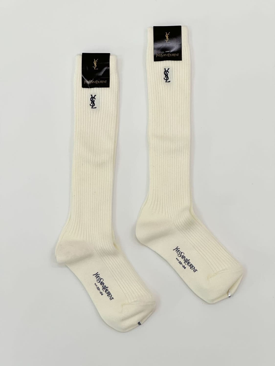 [새상품] YSL / 입생로랑 크림 골지 양말  상품이미지1