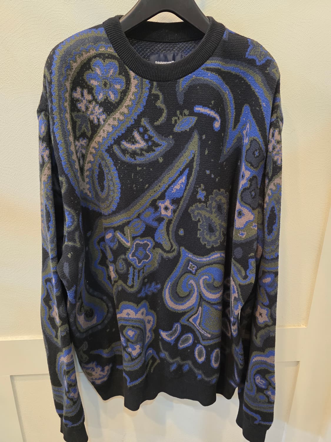 디스이즈네버댓  베이즐리 자카드 니트 블랙 L 상품이미지2