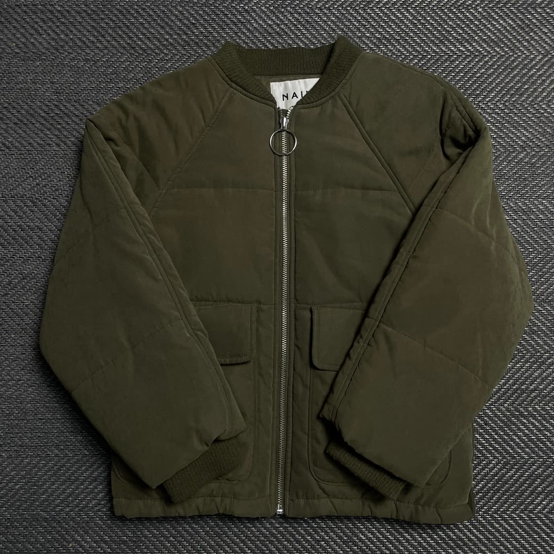 NAIN 플리스 믹스 퀄팅 봄버 자켓 카키 y 5312 상품이미지2