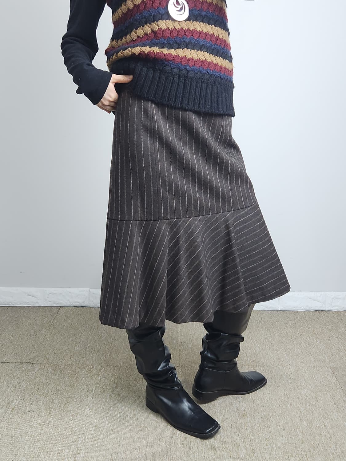 (레쥬메)라인 물결 스커트 상품이미지4