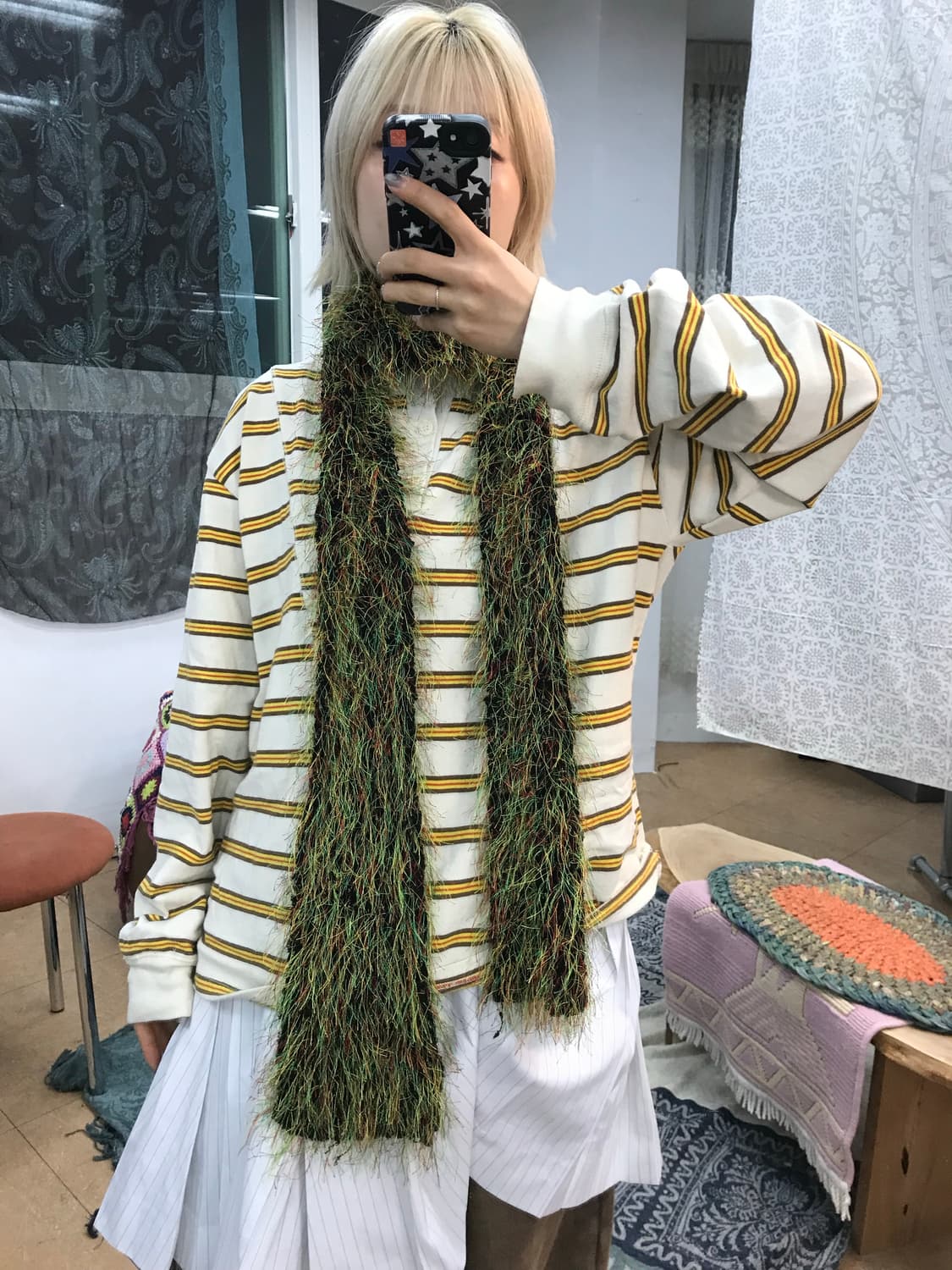 빈티지 멀티컬러 포인트 니트 머플러 목도리  상품이미지2