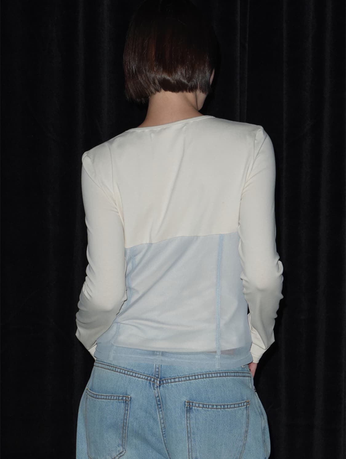 마가린핑거스 매쉬 레이어드 티셔츠 (크림) 상품이미지2